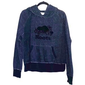 Roots Canada Hoodie Gray Denim Like Cotton Size XL Y